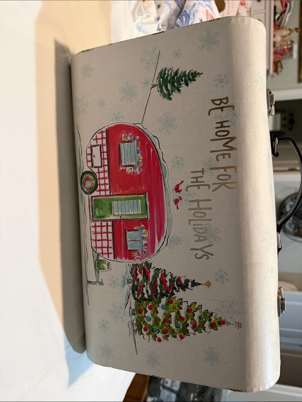 Holiday Camper Decorative Storage Box - Red & Green